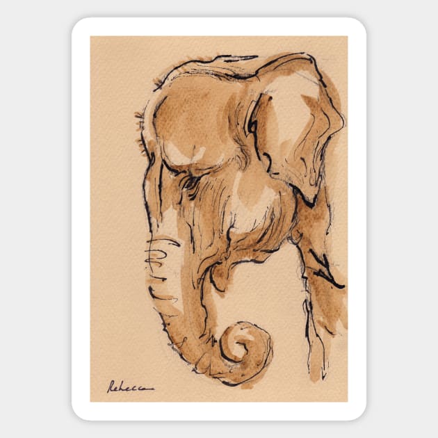 Elephant Watercolor Painting #3 Sticker by tranquilwaters